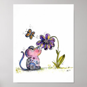 Poster Rato e Flor Cugado e Whimsical