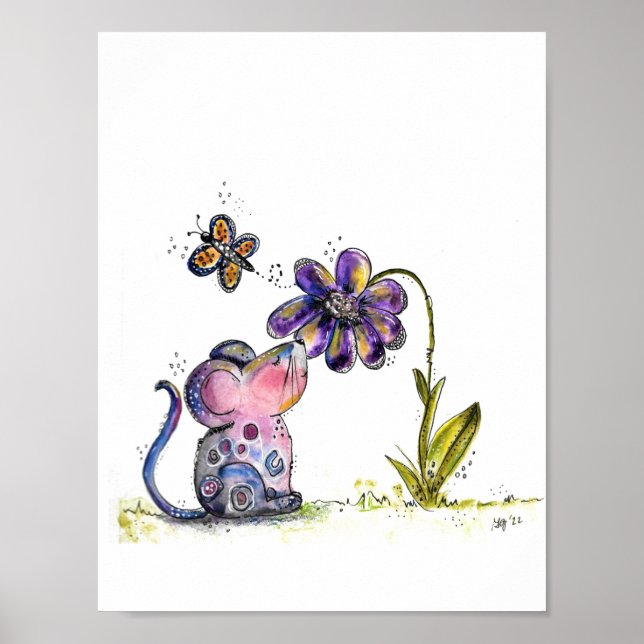 Poster Rato e Flor Cugado e Whimsical (Frente)