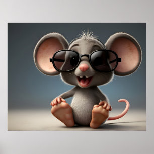 Poster Rato engraçado com óculos
