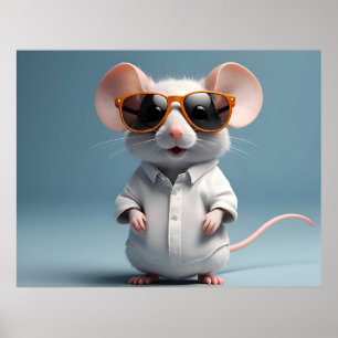 Poster Rato engraçado com óculos