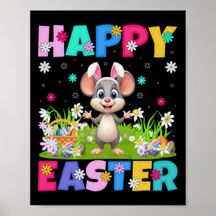 Poster Rato Feliz Caça aos Ovos de Páscoa Orelha de Coelh