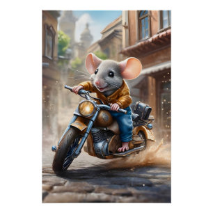 Pôster Rato giro motocicleta