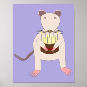 Poster Rato Siamês com Bolo de Aniversário