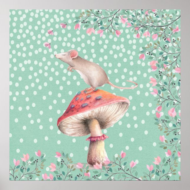 Pôster Rato sonhador - Ilustração de Aquarela (Frente)