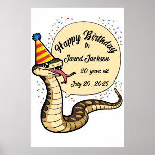 Poster Rattle cobra vestindo o desenho animado de anivers