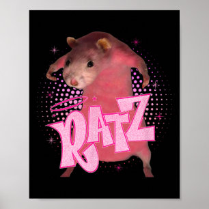 Poster Ratz Diversão Rato Rato Meme Pink Homens Mulheres