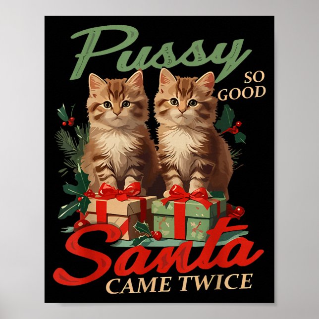 Poster Raunchy Christmas Cat Naughty Funny Gag Prank Humo (Frente)