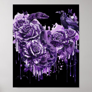 Poster Raven Cobra Rosas Gótica Steampunk Biker Heart-sha