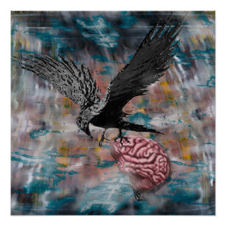 Pôster Raven Crow Black Bird Abstrato surreal Art