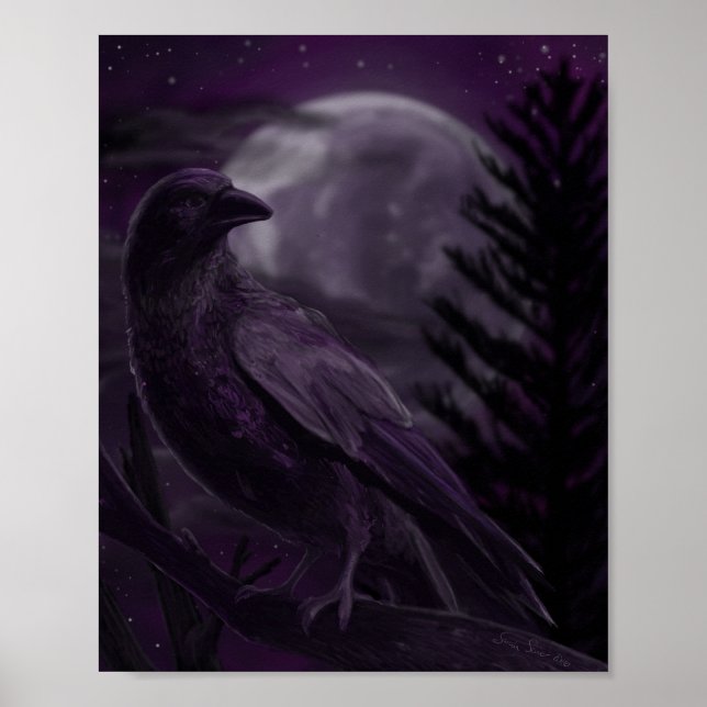 Poster Raven de Campanha de Luz Roxo 8 x 10 polega (Frente)