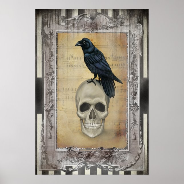 Pôster Raven e Skull halloween (Frente)