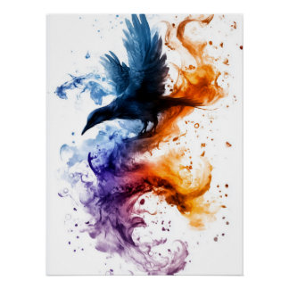 Pôster Raven Encantado Sofrendo através do Fogo e da Magi