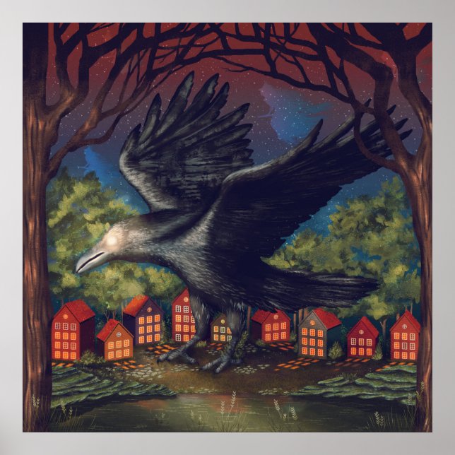 Poster Raven Moonlight Witts Halloween Night (Frente)