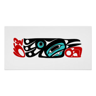 Pôster Raven NW Coast Native Style Poster