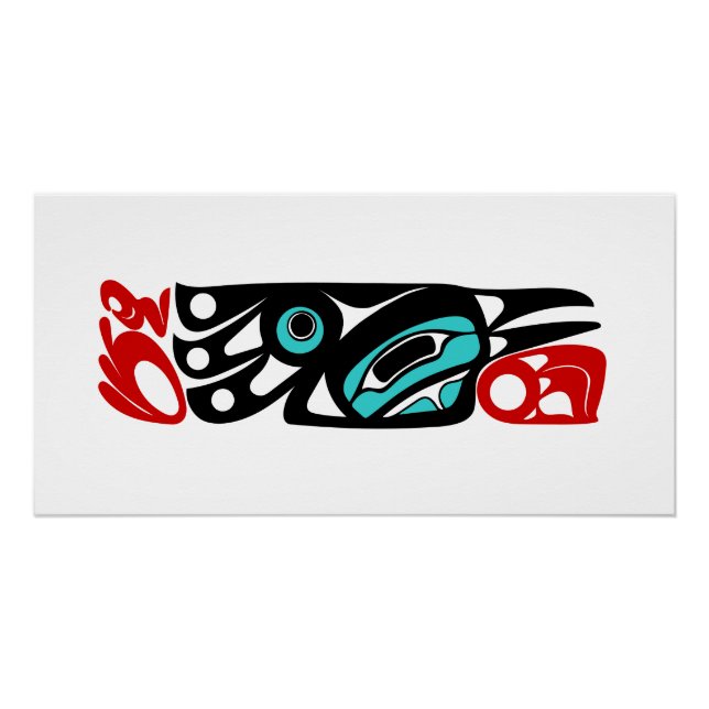 Pôster Raven NW Coast Native Style Poster (Frente)
