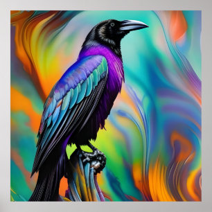 Poster Raven roxo, luzes de norte