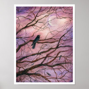Poster Raven Watercolor Art