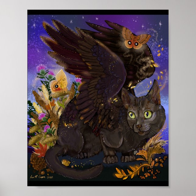 Poster Raven Winged Autumn Magic Cat (Frente)