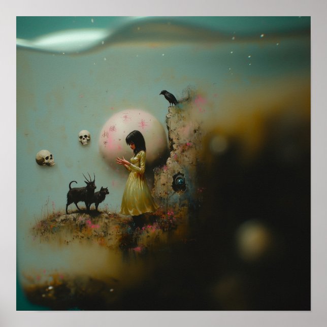 Poster Raven Witchy AI Art Matte Valor (Frente)