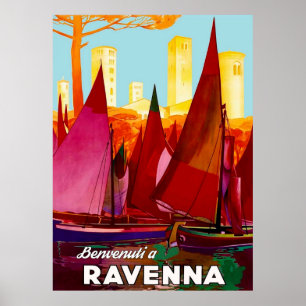 Poster Ravena, Barcos de Navegação no Porto da Cidade