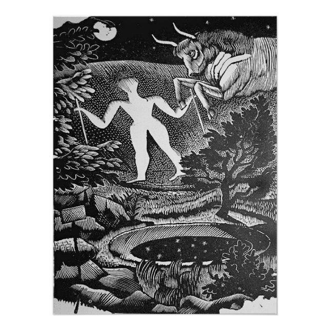 Pôster Raviliar - maio, Woodcut de Long Man Wilmington, (Frente)