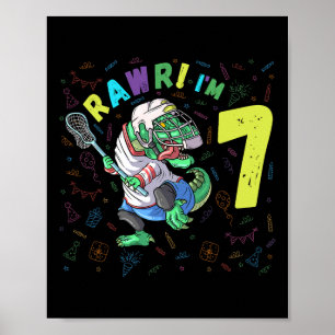 Poster Rawr eu tenho 7 anos de idade Dinosaur T-rex Anive