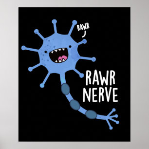 Poster Rawr Nerve Funny Neuron Nerve Pun Dark BG