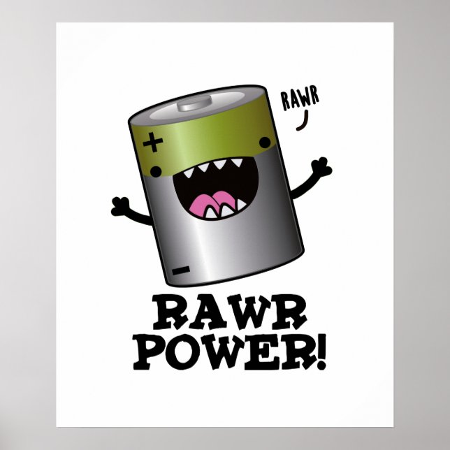 Poster Rawr Power Funny Battery Pun (Frente)