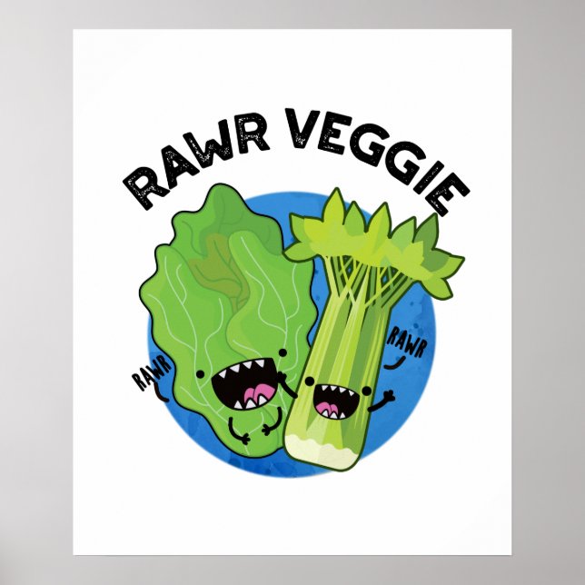 Poster Rawr Veggie Funny Comida Pun (Frente)