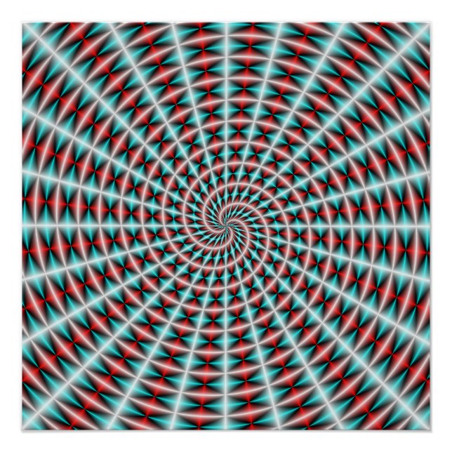 Pôster Ray e Espiral em Azul e Vermelho (Frente)