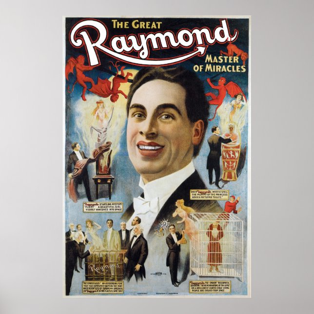 Poster Raymond O Excelente ~ Milagres Vintage Magic Act (Frente)