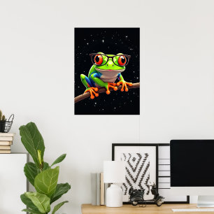 Poster Rãzinha verde fofa com óculos