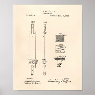Pôster Razor Strop 1893 Patent Art Old Peper