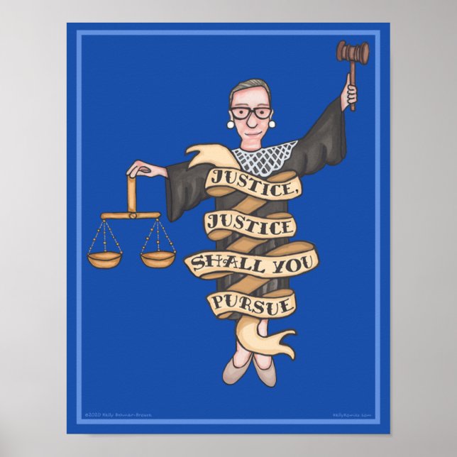Poster RBG "Justiça, Justiça Perseguirão" 11" x 14" (Frente)