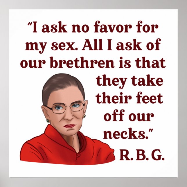 Poster RBG Ruth Bader Ginsburg Cita Direitos Feminis (Frente)