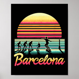 Poster Rcelona Espanha Retro Inspirado Skateboarding anos