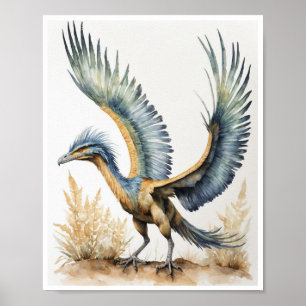 Poster rchaeopteryx Dinosaur Watercolor Wallart