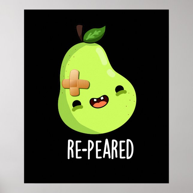 Poster Re-peared Funny Fruit Pear Pun Dark BG (Frente)