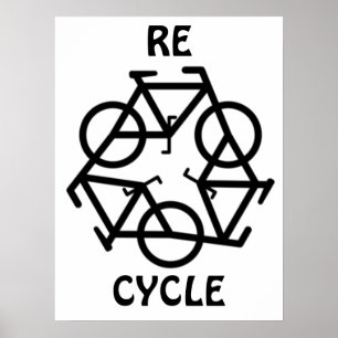 Pôster RE símbolo da bicicleta do reciclar do CICLO