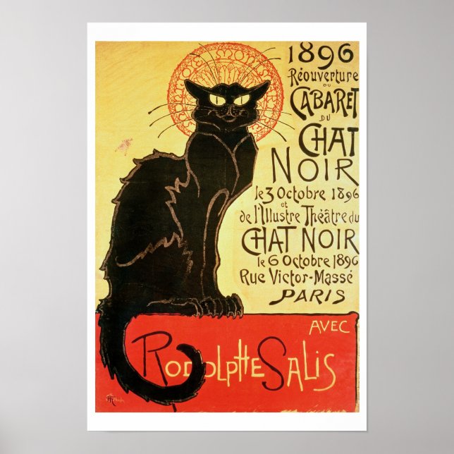 Poster Reabertura do chat Noir Cabaret, 1896 (cor l (Frente)