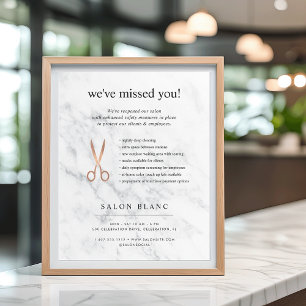 Poster Reabertura do Salão de Cabelo Dourado Marble & Ro