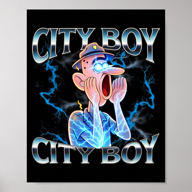 Poster Reação de meme de menino da cidade brainrot alto e (Frente)