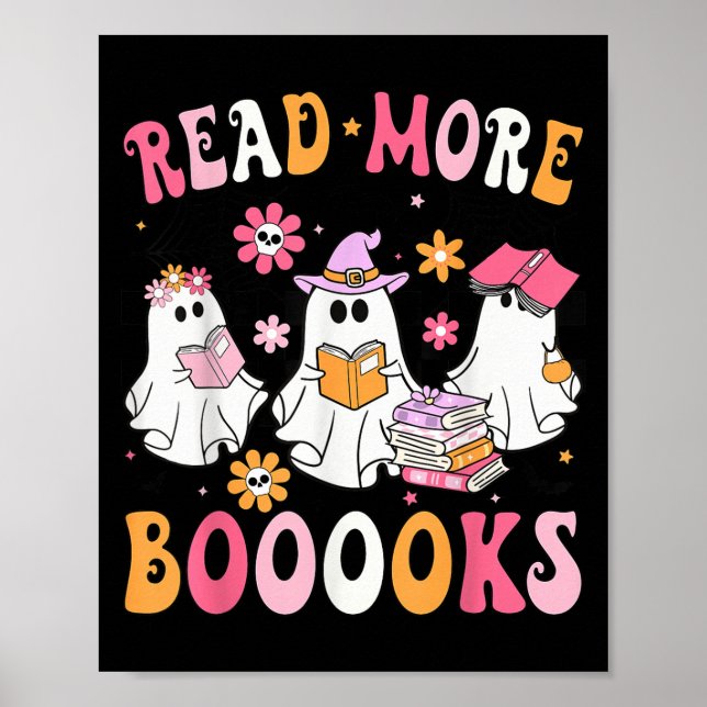 Poster Read More Books Ghosts Reading Book Funny Teacher  (Frente)