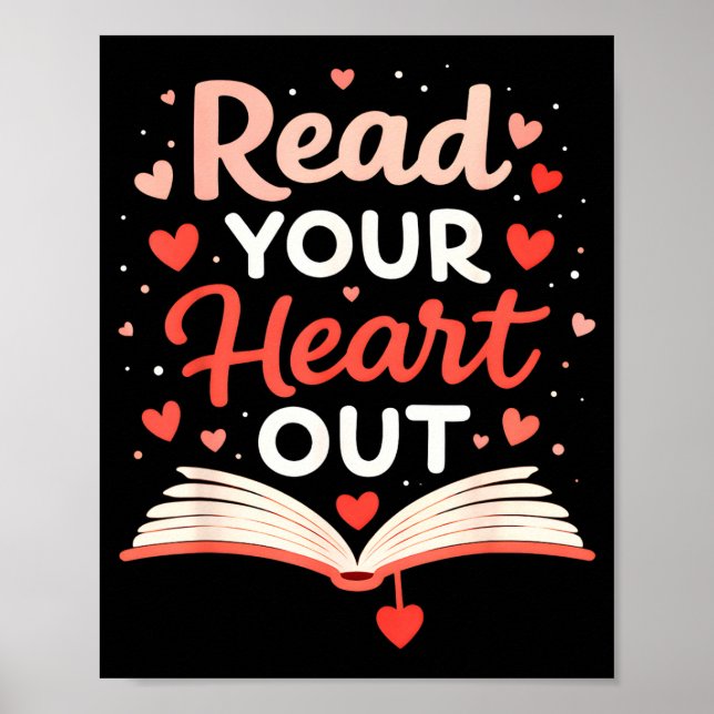 Poster Read Your Heart Out Funny Valentine Teacher Bookwo (Frente)