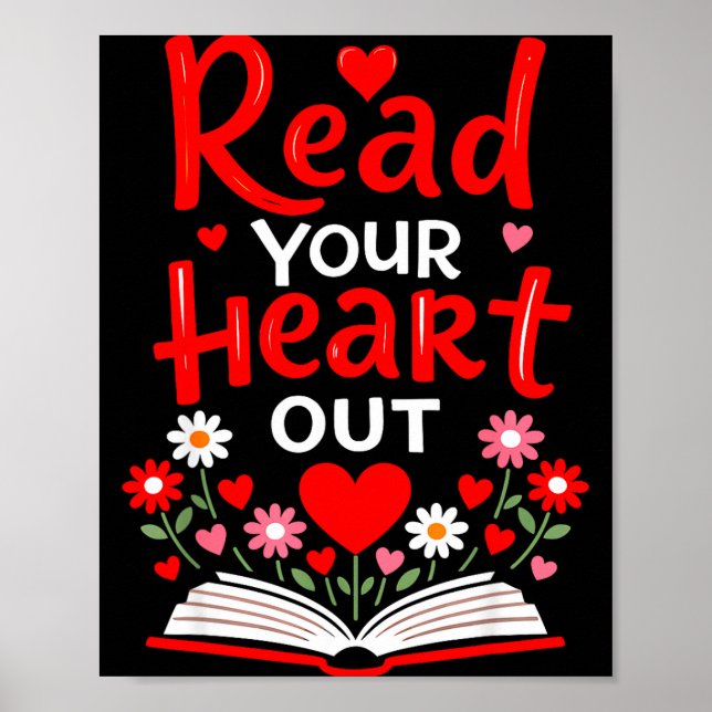 Poster Read Your Heart Valentine Reading Book Girls Flowe (Frente)
