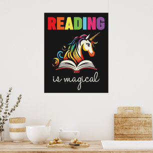 Poster Reading is Magical Rainbow Unicorn 