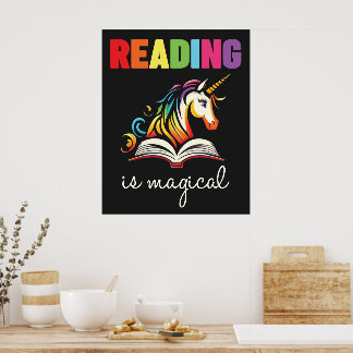 Poster Reading is Magical Rainbow Unicorn 