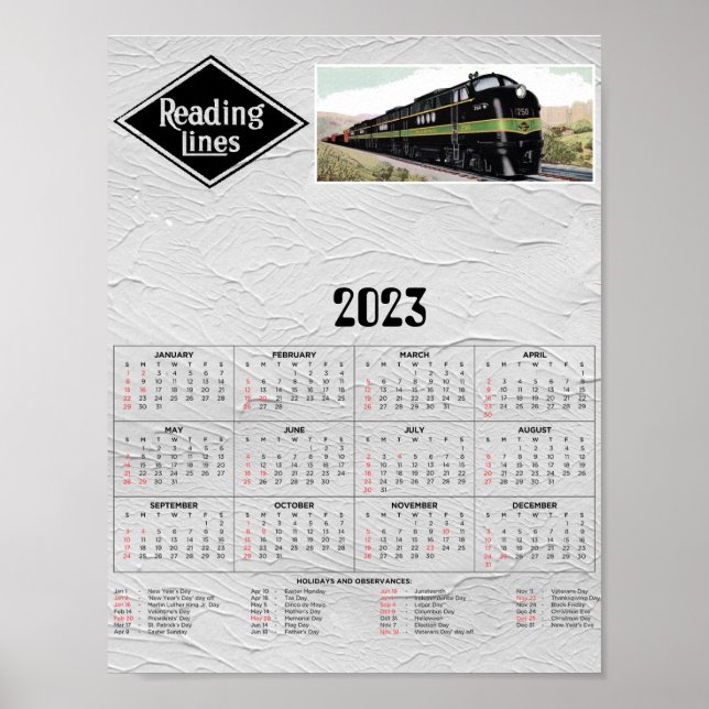 Poster Reading railroad calendar  (Frente)