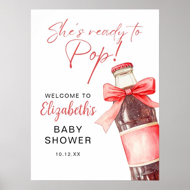 Poster Ready To Pop Soda Bottle Baby Shower Welcome Sign (Frente)