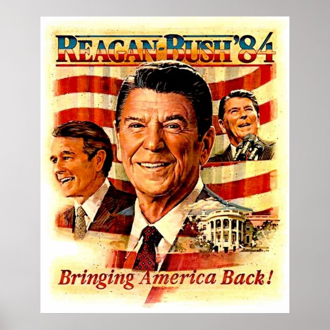 Poster REAGAN FOR PRESIDENTE Vintage Campaign Publicidade (Frente)